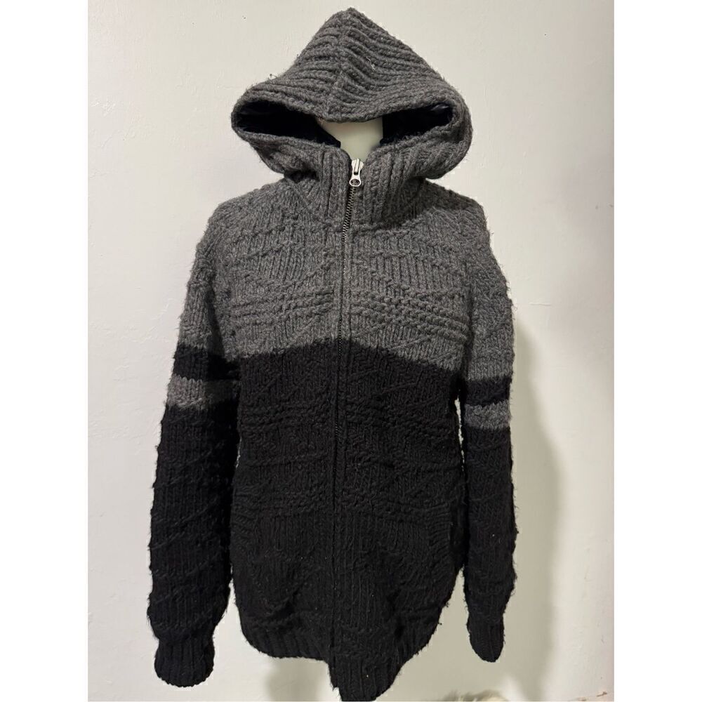 Scotch & Soda wool blend men’s chunky thick sweater zip front hoodie L